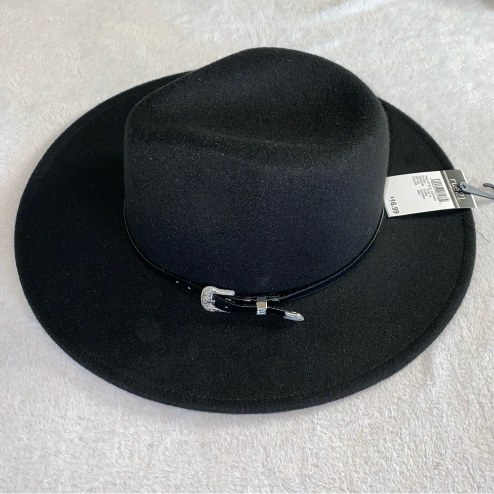 Rue21 Women OSFM Cowgirl Hat Black Belted Style Polyester Lightweight Casual Fun - Picture 4 of 11